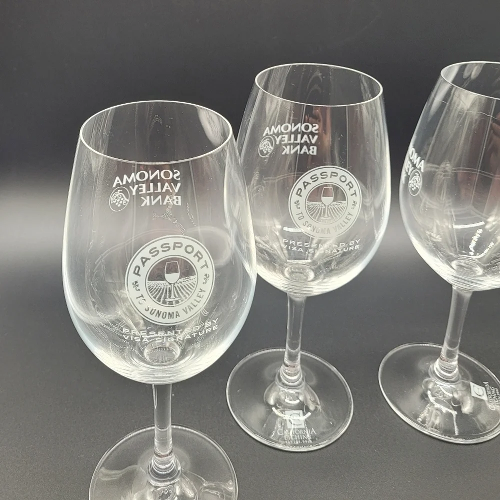 Sonoma Valley Bank Wine Glasses Etched Set of 4​​​ - Picture 3 of 9